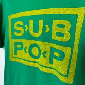 Sub Pop Records Green T-Shirt with Yellow Print - Worn once - XS